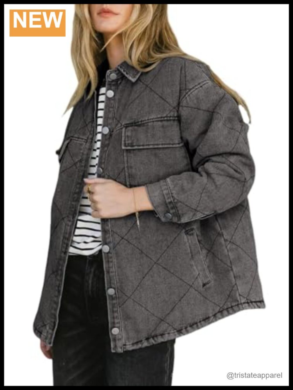 Women's Long Sleeve Cotton Blend Denim Jacket Classic Button Down Shacket